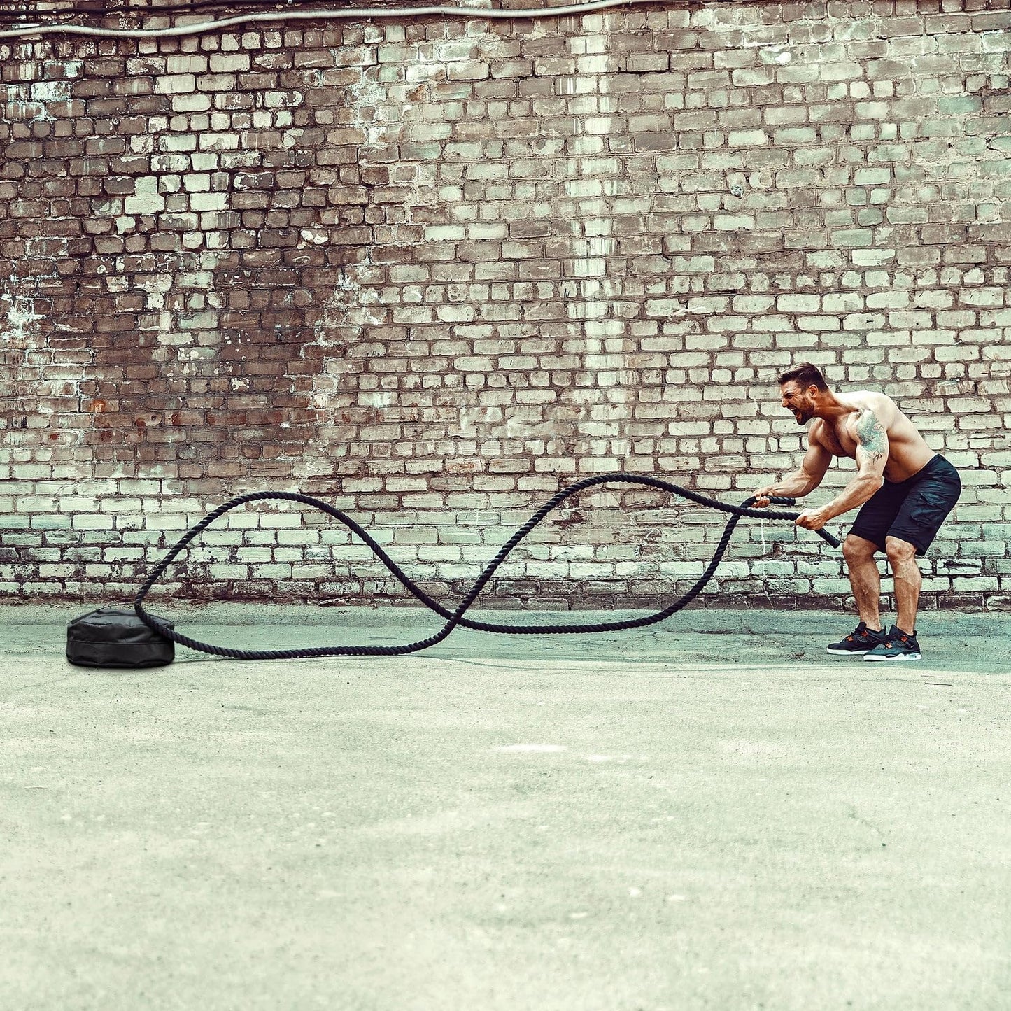 Meister Portable Battle Rope Anchor - Sand-Weighted Base for Rope & Fitness Training - Black