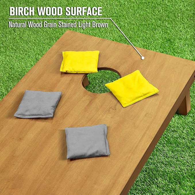 GoSports 4 ft x 2 ft Regulation Size Wooden Cornhole Boards Set - Includes Carrying Case - Full Regulation Size Bean Bag Toss Boards