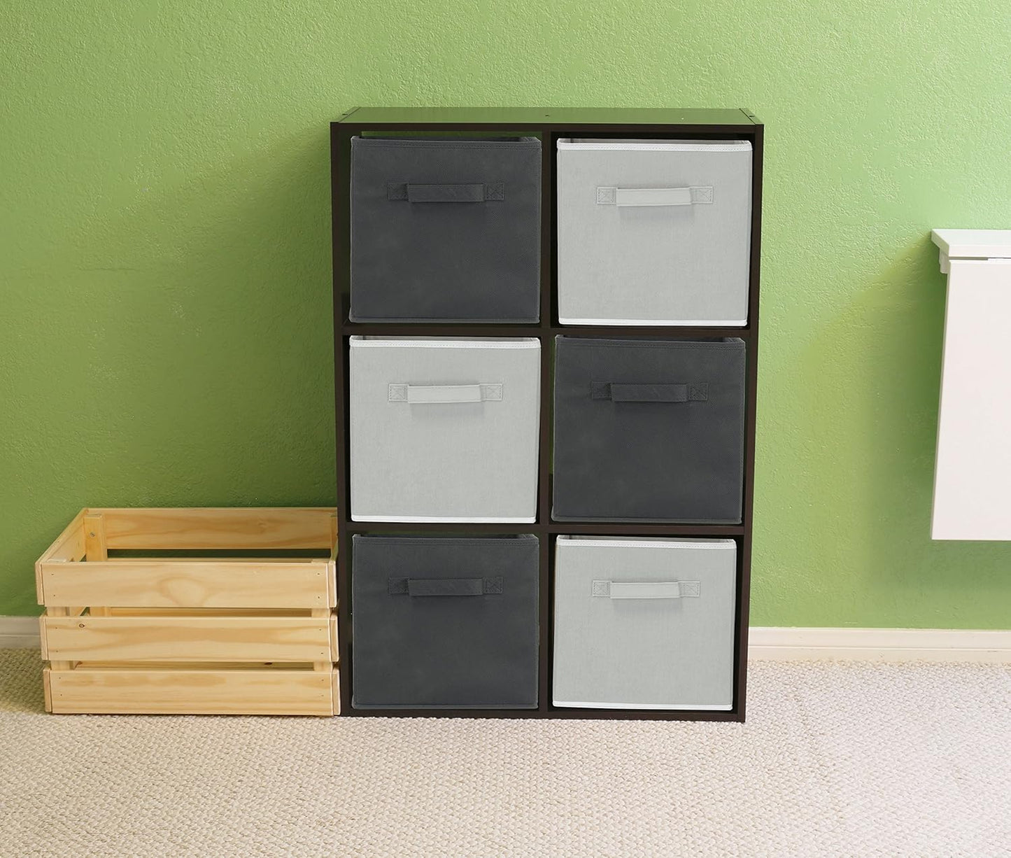 Simple Houseware Foldable Cube Storage Bins - 11-Inch Gray Fabric Organizer | 6-Pack for Closet & Shelves