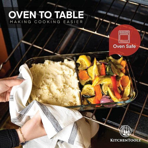 Divided Glass Casserole Baking Dish Set by [Brand Name] - 2.3 Qt Rectangular Oven-to-Table Lasagna Pan | 2-Pack