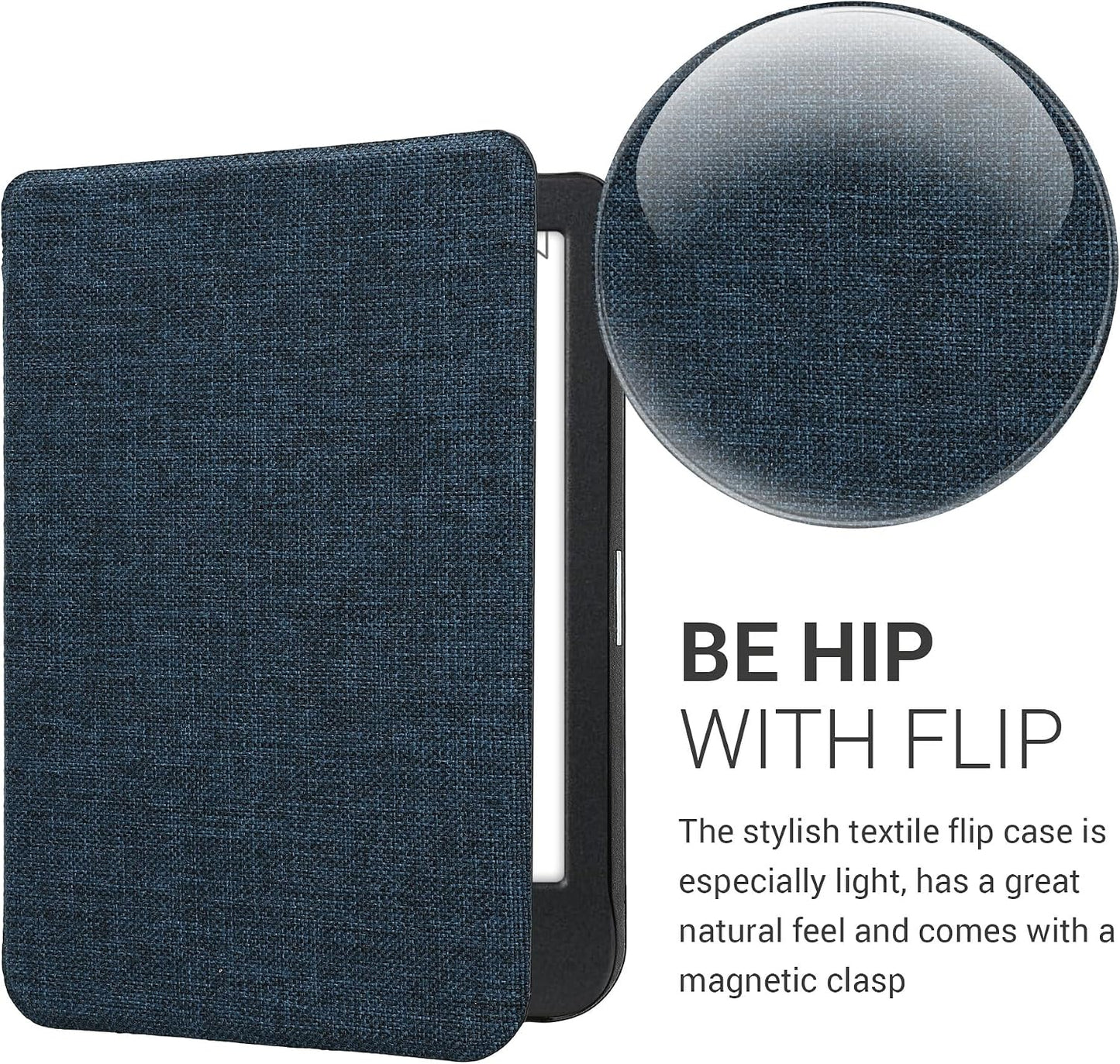 Blue Fabric Flip Folio Case for Kobo Clara BW/Colour