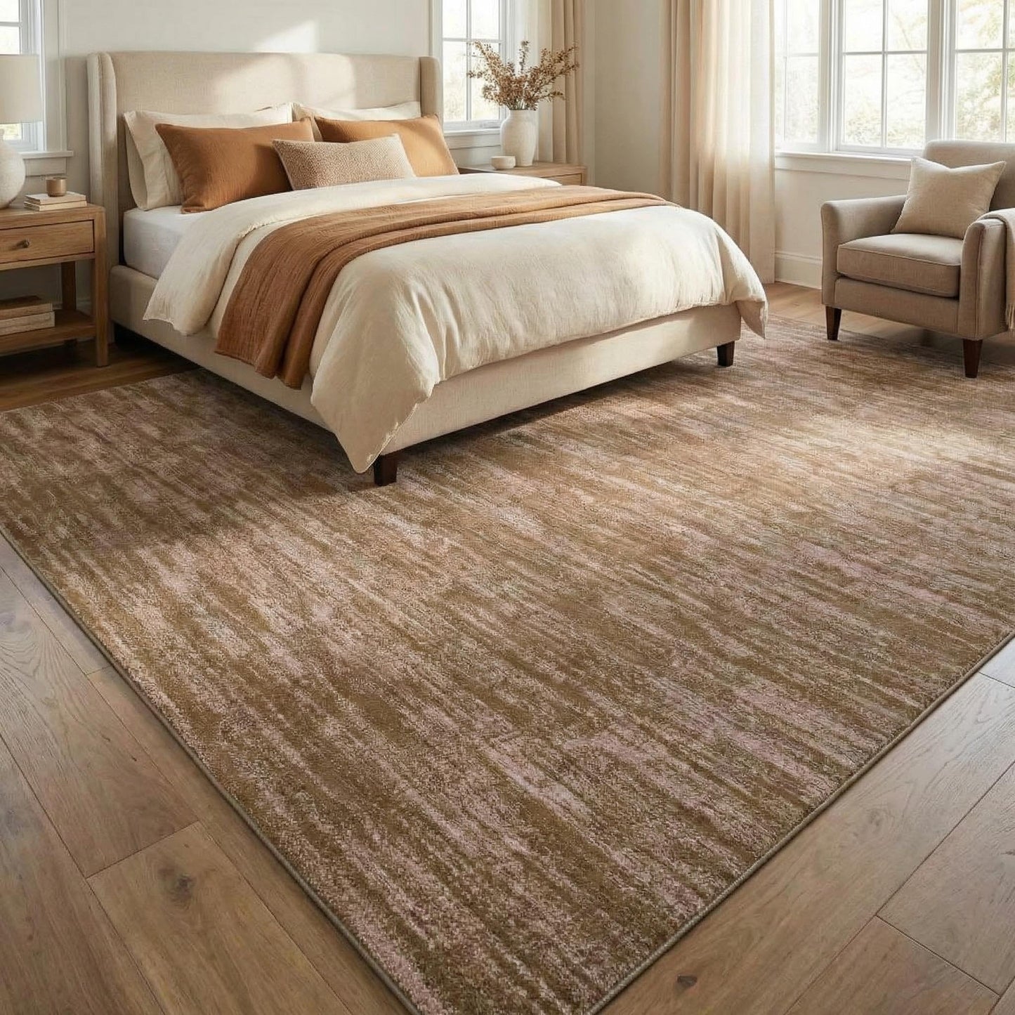 Garvee Large Area Rug 9x12 Living Room Rug Machine Washable Non Slip Floor Mat Modern Solid Soft Rugs Stain-Resistant Foldable Low Pile Carpet for Bedroom Nursery Office Dorm Kids Room Brown
