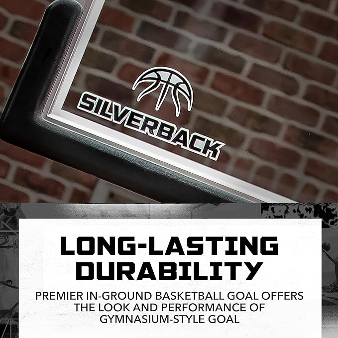 Silverback In-Ground Basketball Hoops, Adjustable Height Tempered Glass Backboard and Pro-Style Flex Rim. - Multiple Styles Available
