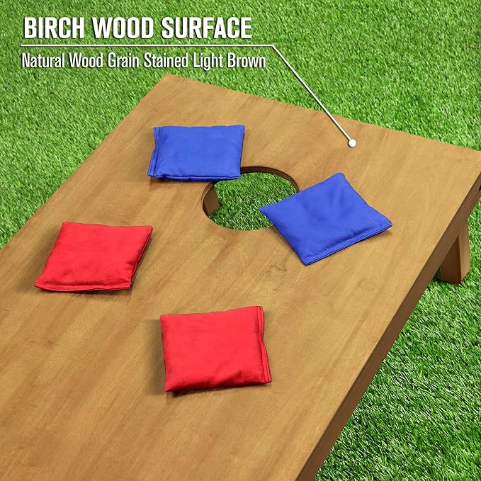 GoSports 4 ft x 2 ft Regulation Size Wooden Cornhole Boards Set - Includes Carrying Case - Full Regulation Size Bean Bag Toss Boards
