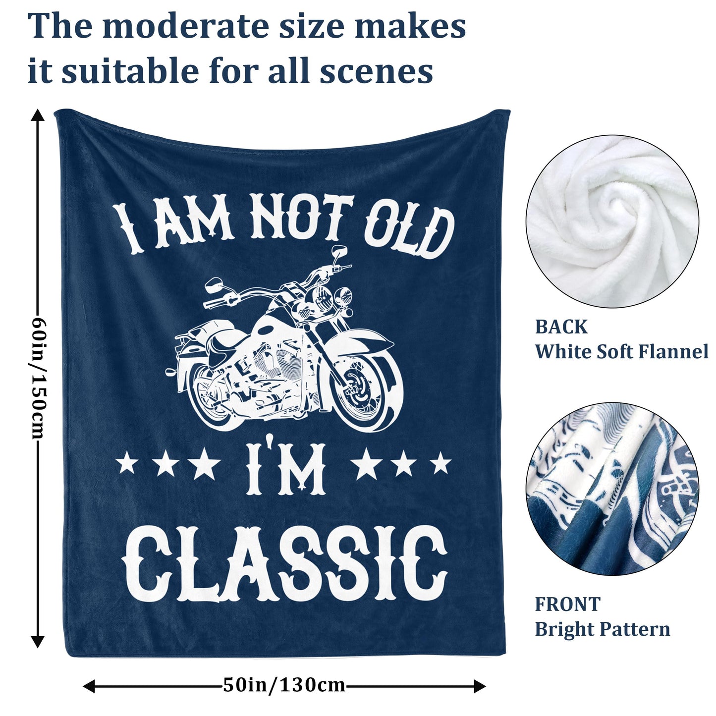 Zlomjro Funny Gift for Old Men, Birthday Gift for Elderly Men, Dad Birthday Gifts, Retirement Dad Blanket, Gag Gifts Ideas for Husband/Grandpa, I'm Not Old I'm Classic Throw Blanket 60"X50"