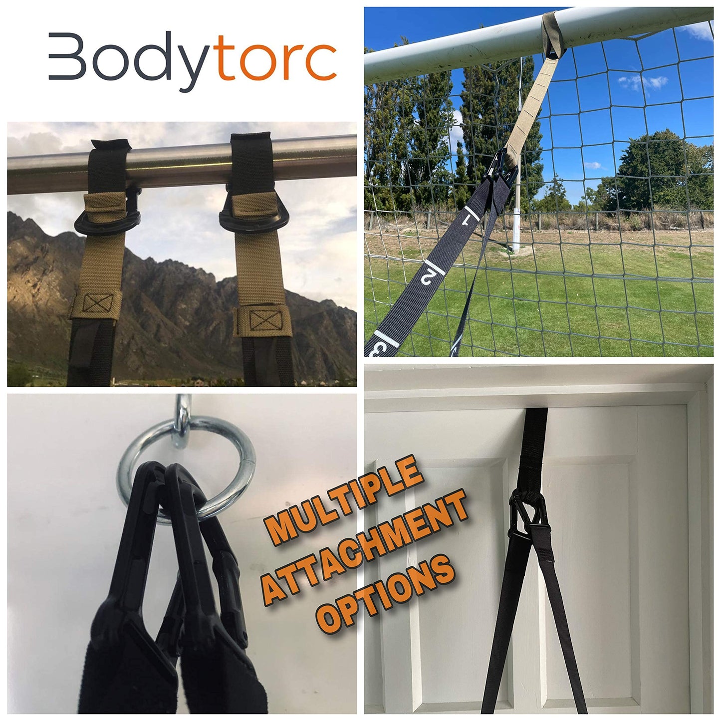 Bodytorc Suspension Trainer, Bodyweight Training Straps for Full Body Workouts at Home, Includes Door Anchor, Extension Arms and Advanced Foot Straps. Green