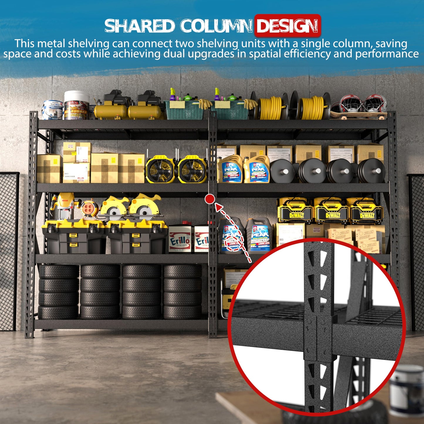 MUPATER 72" W x 24" D x 84" H Heavy Duty Storage Shelves, 8000 Pound Load Capacity, 4-Tier Adjustable Industrial Shelving, Metal Garage Storage Rack for Warehouse, Garage, Kitchen