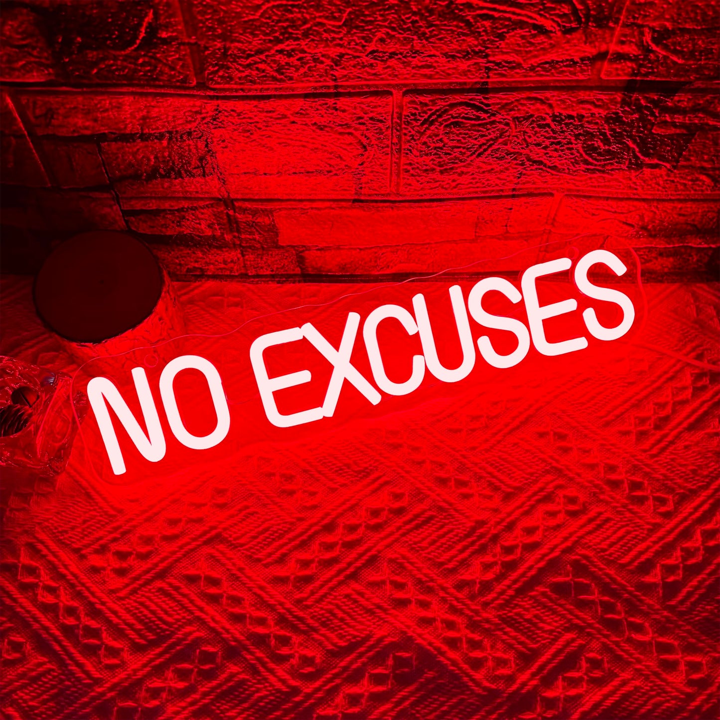 No Excuses Gym Neon Sign, GYM Motivational Neon Workout Neon Sign Fitness Studio Training Room Decor GYM Wall Art Decor Light Sign Gym Enthusiasts Gymnastic Sign(14.1 * 3.1in)