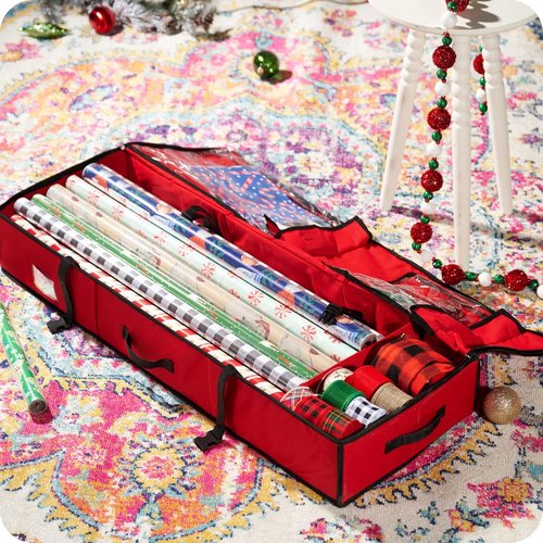 Nakior Christmas Wrapping Paper Storage Container - Organize Up to 24 Rolls | Durable 600D Oxford Fabric