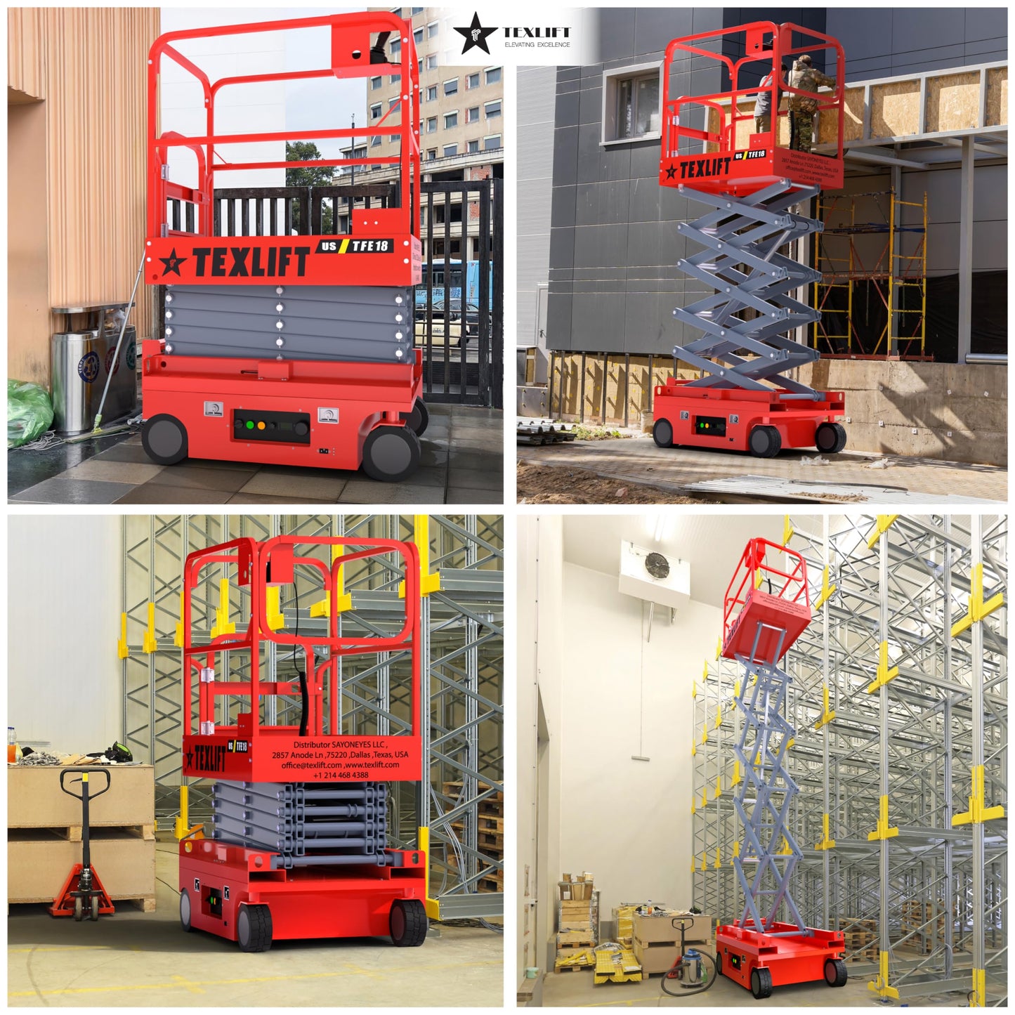 Full Electric Self-Propelled Scissor Lift – Hydraulic Mobile Lifter Aerial Work Platform Height 18 Feet Overall Height 25 Feet – Portable Man Lift Table for Home and Commercial Use - (US-TFE18)
