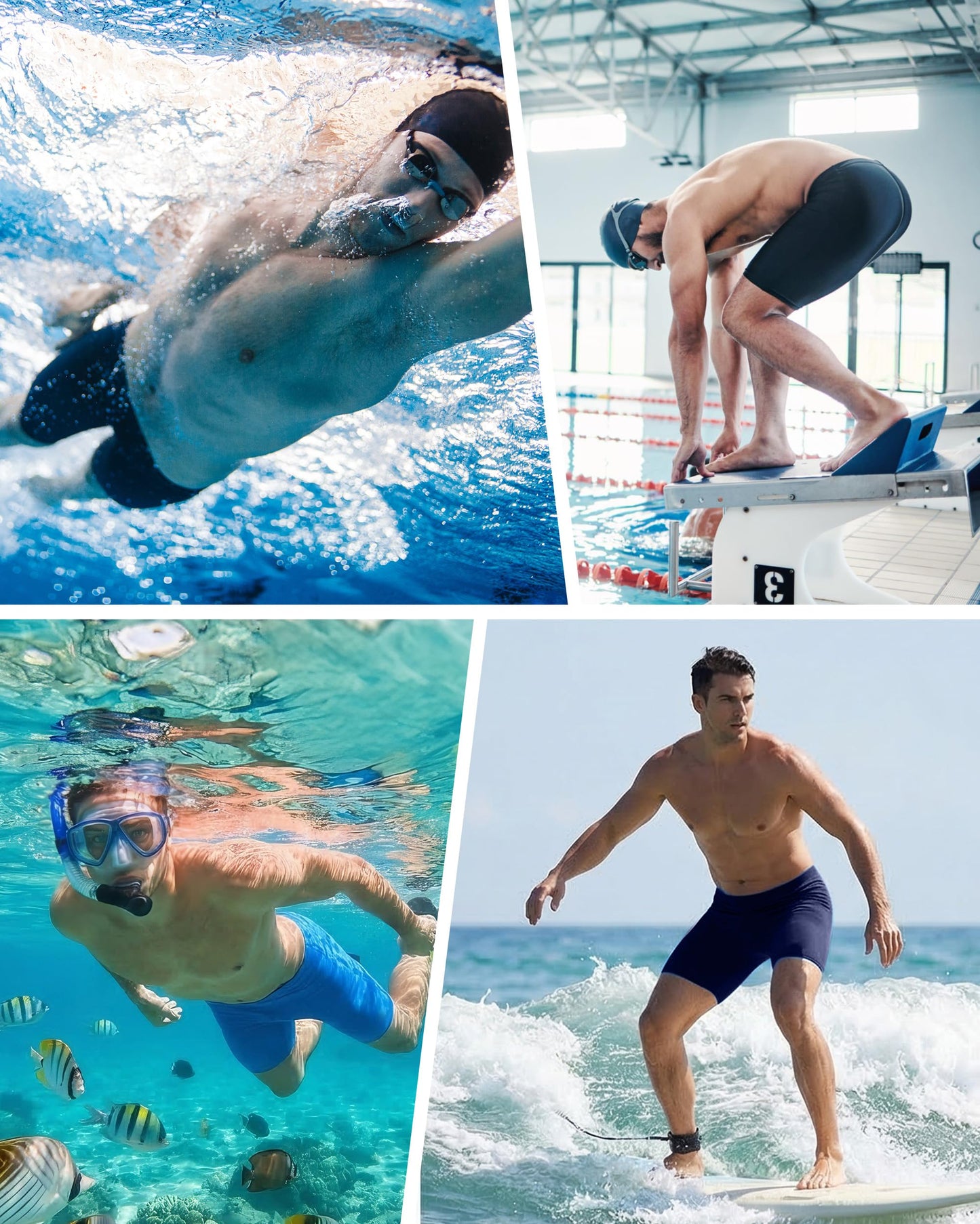 Roadbox Men's Athletic Swim Jammers, Competitive Training Endurance Swimsuit, Quick Dry Racing Swimming Shorts UPF 50+ Black