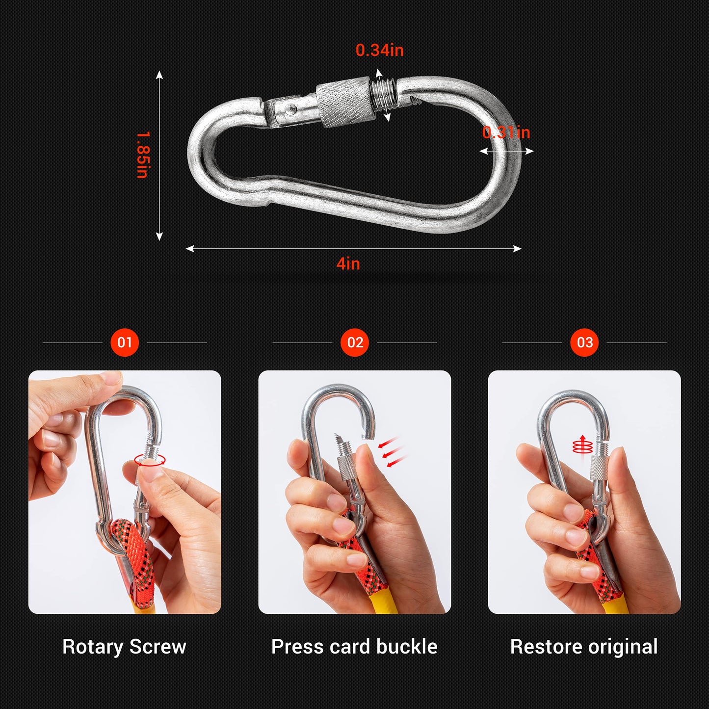 Nice C Climbing Rope, Rescue Rope, Construction Rope, Rock Climbing Rope, Static 10mm 32ft/64ft/96ft/160ft/230ft/500ft/985ft/1000ft with Carry Bag (Orange, 10M(32ft))