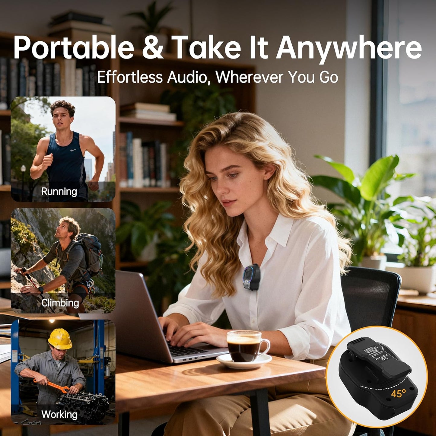 buwy 3 10H Commute Wearable Bluetooth Speaker, Magnetic Clip-on Wireless Portable Speaker with Light Modes, Playtime