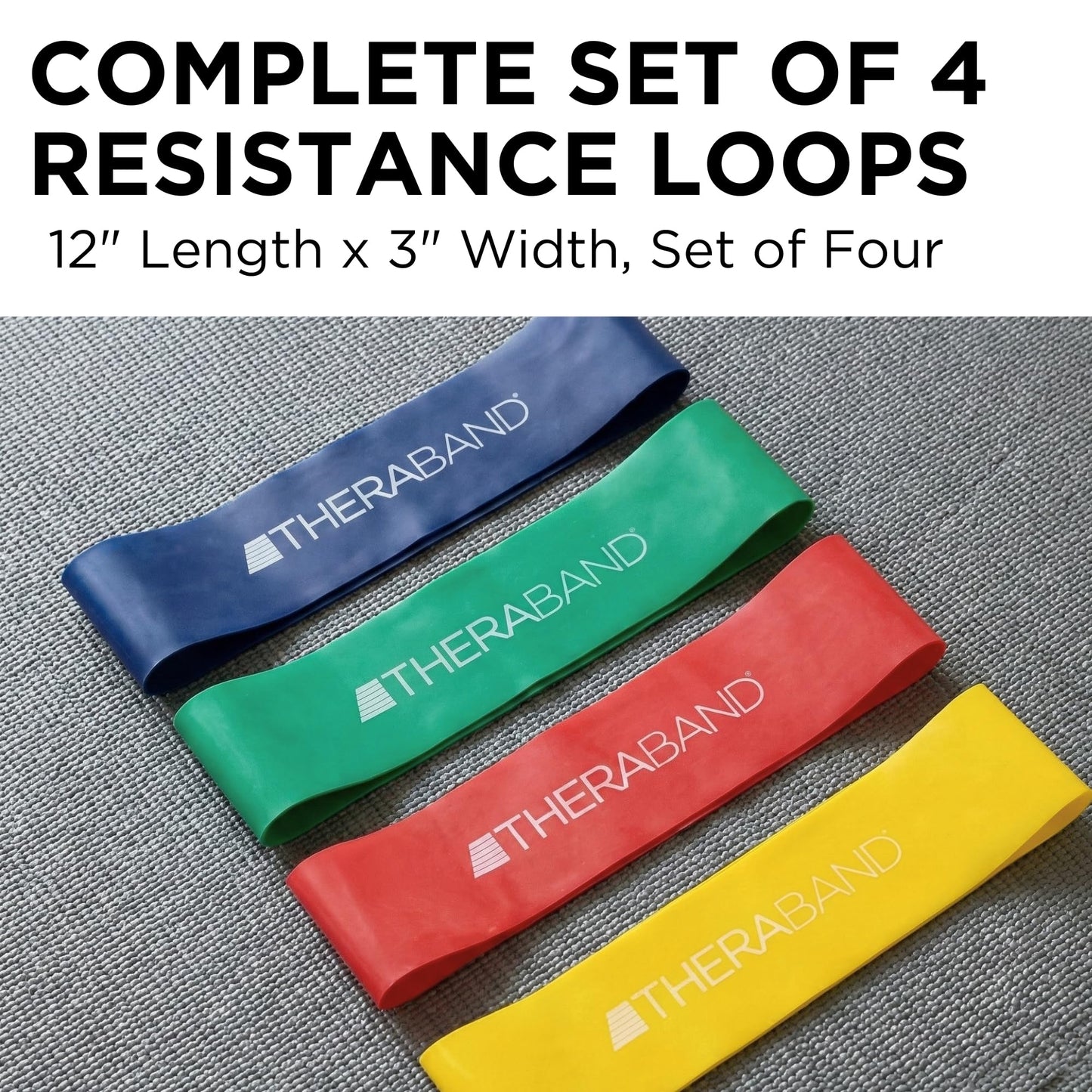 THERABAND Resistance Band Loop Set, 12" Workout Bands for Strength Training, Stretching & Physical Therapy, Set of 4 Color-Coded Exercise Bands with Varying Resistance Levels, Portable & Durable