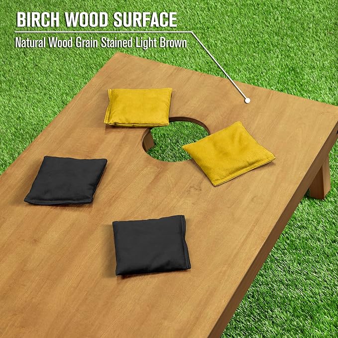 GoSports 4 ft x 2 ft Regulation Size Wooden Cornhole Boards Set - Includes Carrying Case - Full Regulation Size Bean Bag Toss Boards