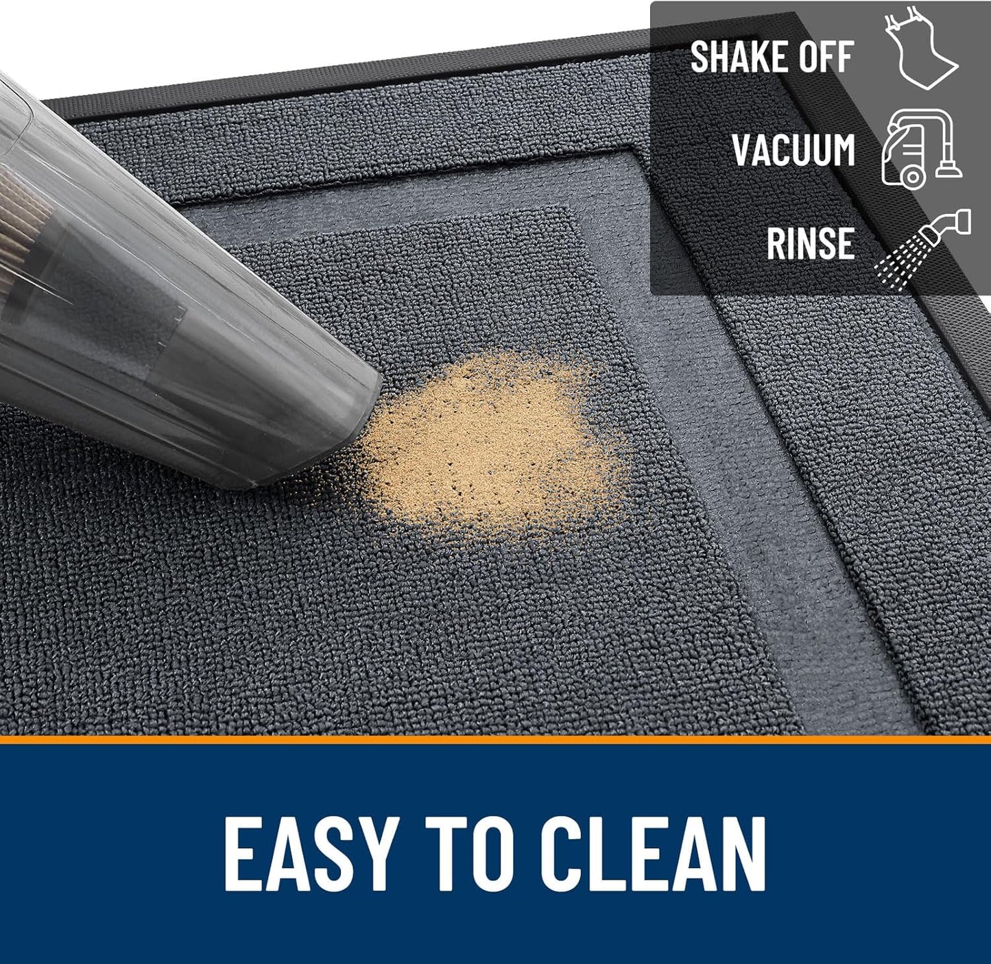 OLANLY Waterproof Front Door Mat - All-Season, Sturdy Natural Rubber, Easy Clean | 47x32, Charcoal Gray