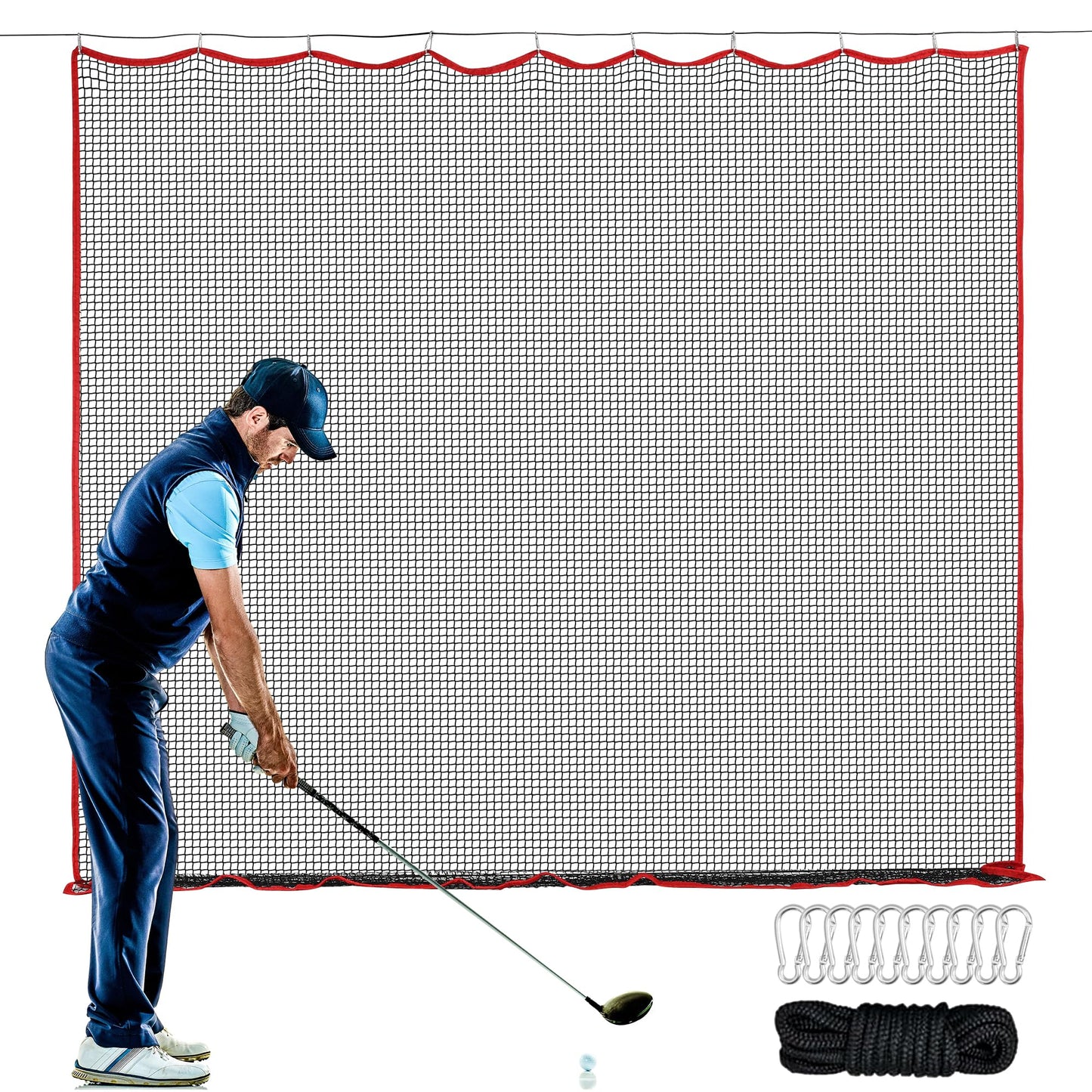 FRANKTECH Golf Netting, 10ft, 15ft, 20ft Sports Netting - Heavy Duty High Impact Multi-Sport Practice Net for Golf, Baseball, Soccer, Hockey, Lacrosse, Backyard Driving & Training Barrier