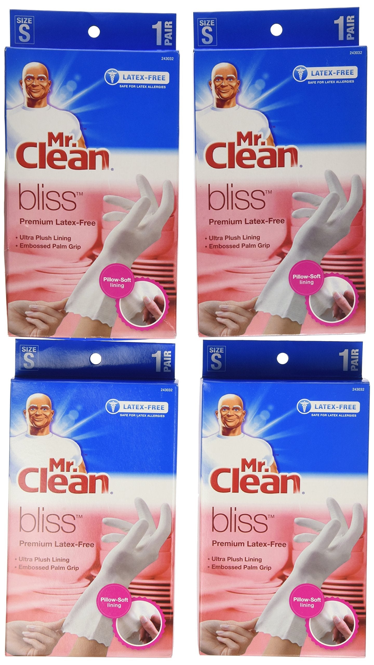 Mr. Clean Bliss Premium Latex-Free Gloves, Small, 4 Pair