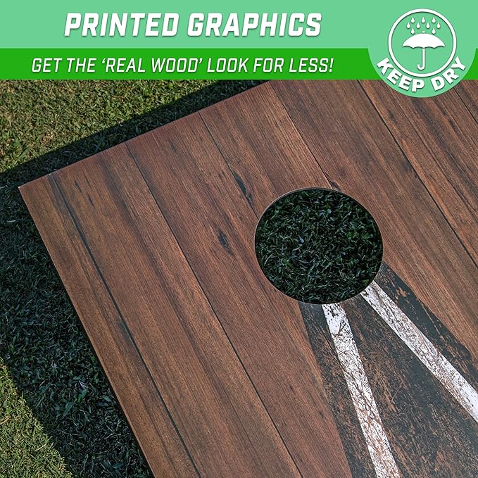 GoSports 3 x 2 ft Cornhole Board Set - Portable Outdoor Toss Game for Adults & Family - Includes Set of 8 Bean Bags with Built-in Storage - Choose Your Style