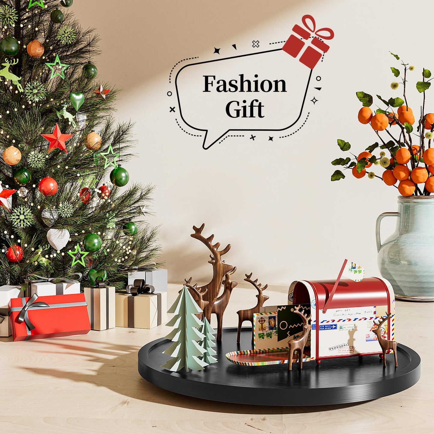 LAMU 11'' Wood Lazy Susan Organizer Turntable for Cabinet, Lazy Susan for Table Top, Pantry, Kitchen, Bathroom, Countertop, Rotating Spice Organizer, Vanity Decor Tray, Pine Wood, Black