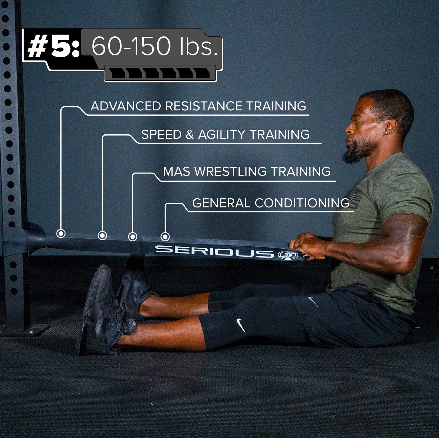 SERIOUS STEEL FITNESS Assisted 41" Pull-Up Band, Resistance & Stretching, Powerlifting & Pull-ups (#5 Black - Single Band)
