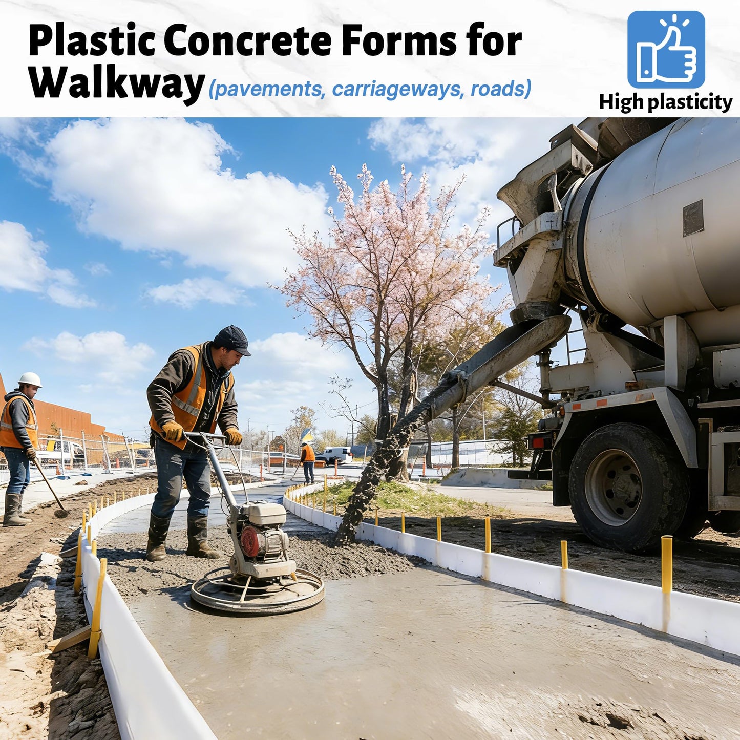 FULEIYA Plastic Concrete Forms for Walkway 3PCS 13' X 5" PE Plastic Flex Forms for Concrete Flatwork Flatwork Curb Tools for Flower Bed Edge, Garden Paths, Walkway Concrete Molds & Forms