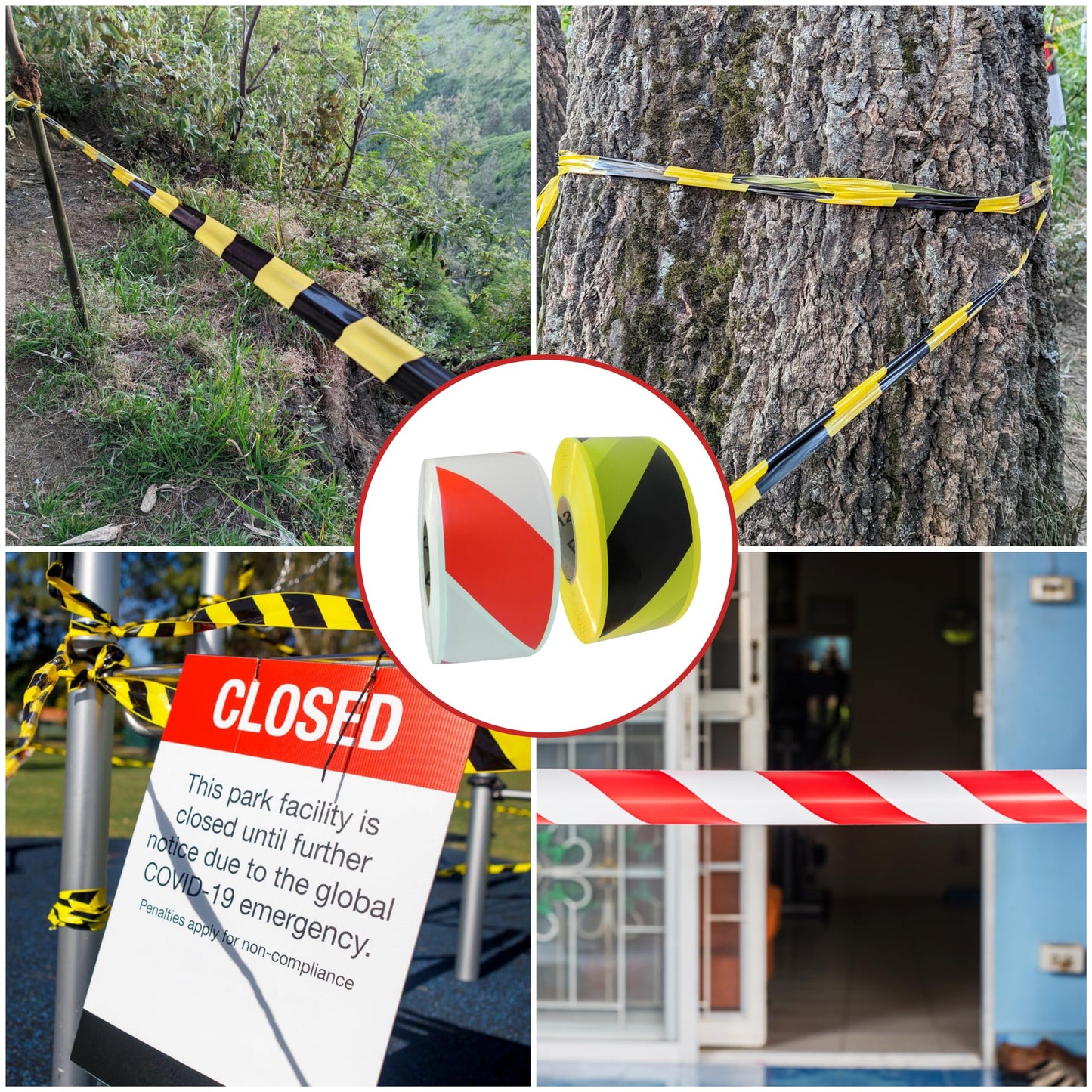 GGR Supplies BRC-80 Non-Adhesive Polyethylene Identification Barricade Film Tape Ideal for Hazardous Areas & Safety Identification. 3 Inch X 1000 Ft. (8 Rolls, Black/Yellow)