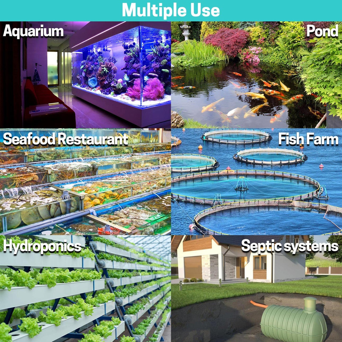 FUMAK Linear Air Pump for Aeration, 950GPH Septic Air Pump Pond Aerator for Koi Pond, Aquarium, Waste Treatment, Fish Farm, Seafood Restaurant, Hydroponic