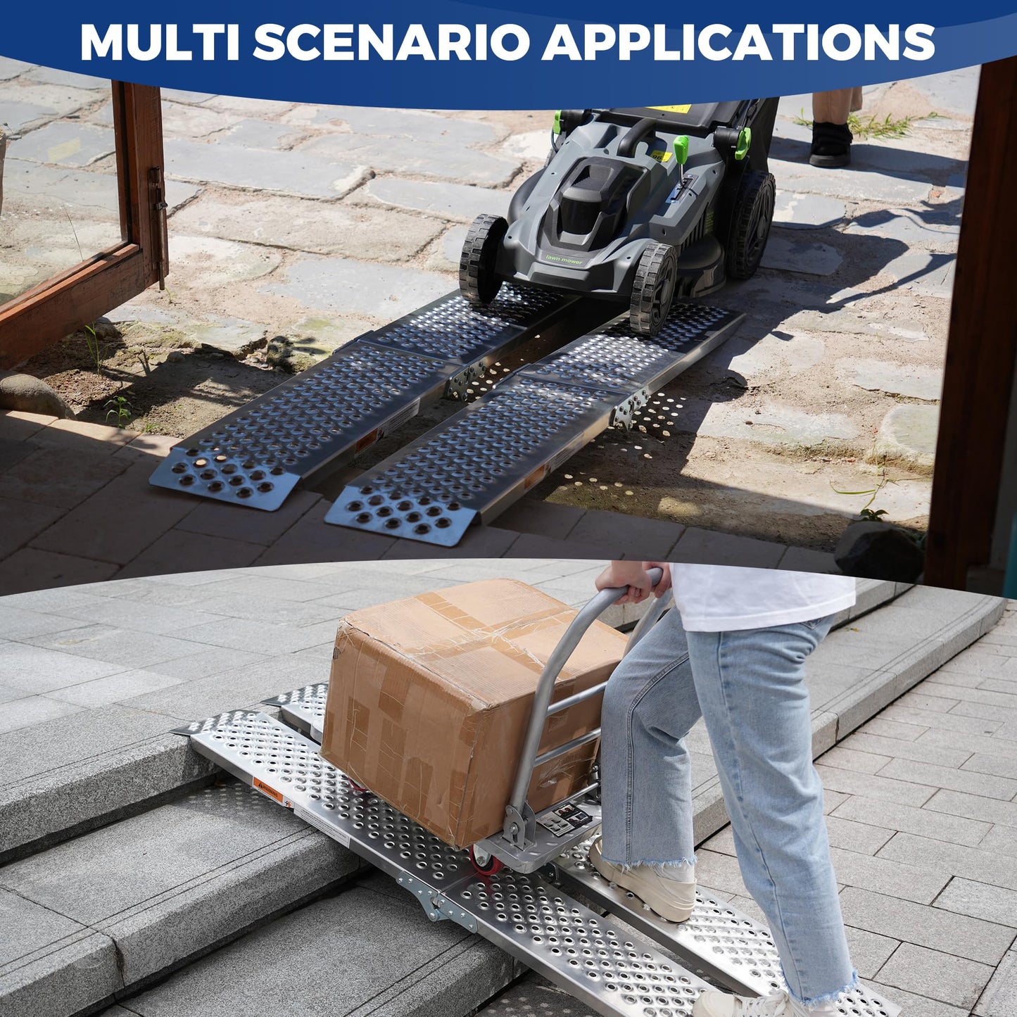 LEMNISCATE Loading Ramps, Portable Aluminum Ramps, 1500lbs Capacity per Pair, Truck Ramp for Lawn Mower, Motorcycles, Trailers, Dirt Bikes, Carts, 63''L x 8.5''W