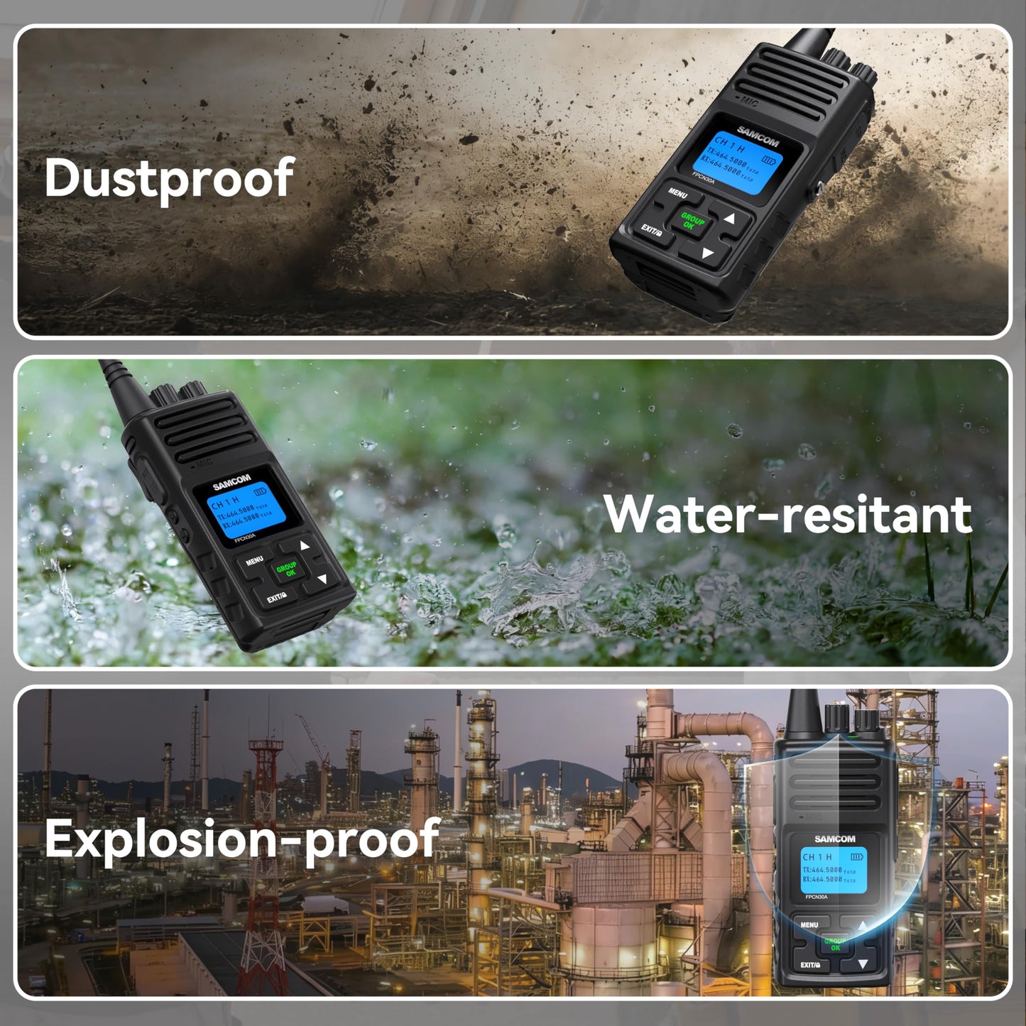 SAMCOM FPCN30A Two Way Radios Long Range 5 Watts Walkie Talkies for Adults Rechargeable 2 Way Radios UHF Handheld Business Group Call Radio 1500mAh Battery with Earpieces for Construction,6 Packs