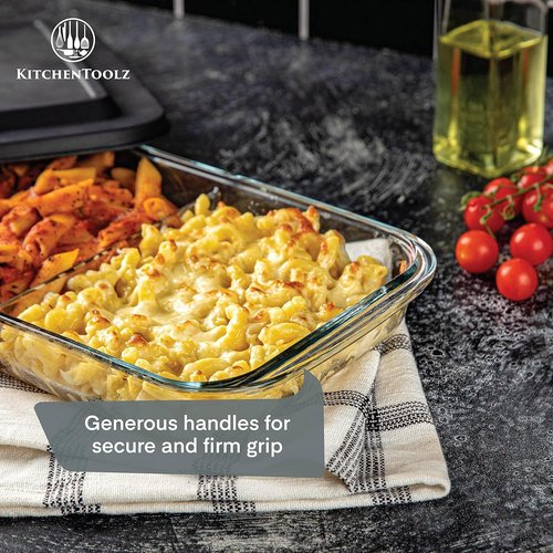 Divided Glass Casserole Baking Dish Set by [Brand Name] - 2.3 Qt Rectangular Oven-to-Table Lasagna Pan | 2-Pack