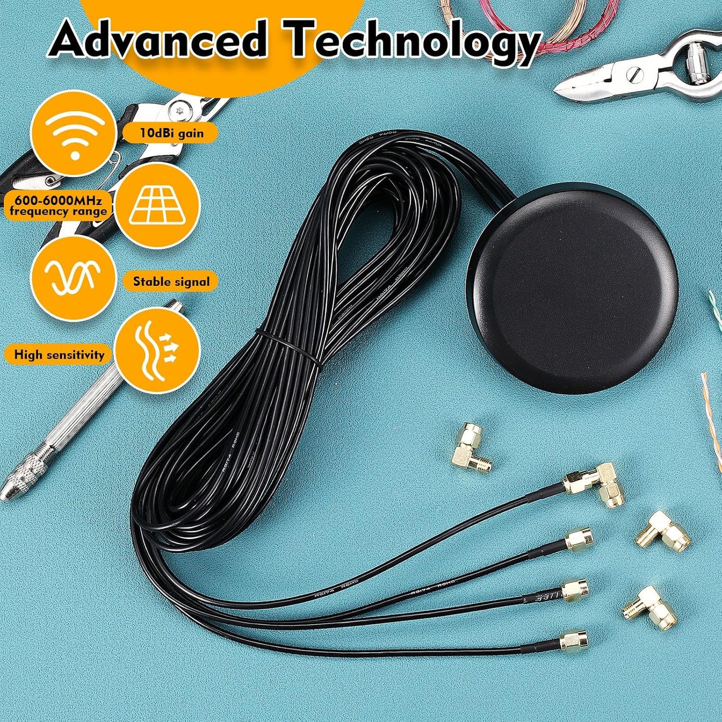 FairySandy 5 5G 4x4 5G Pcs Mobile Antenna MIMO Omnidirectional LTE Antenna with SMA Male to Female Right Angle Adapter