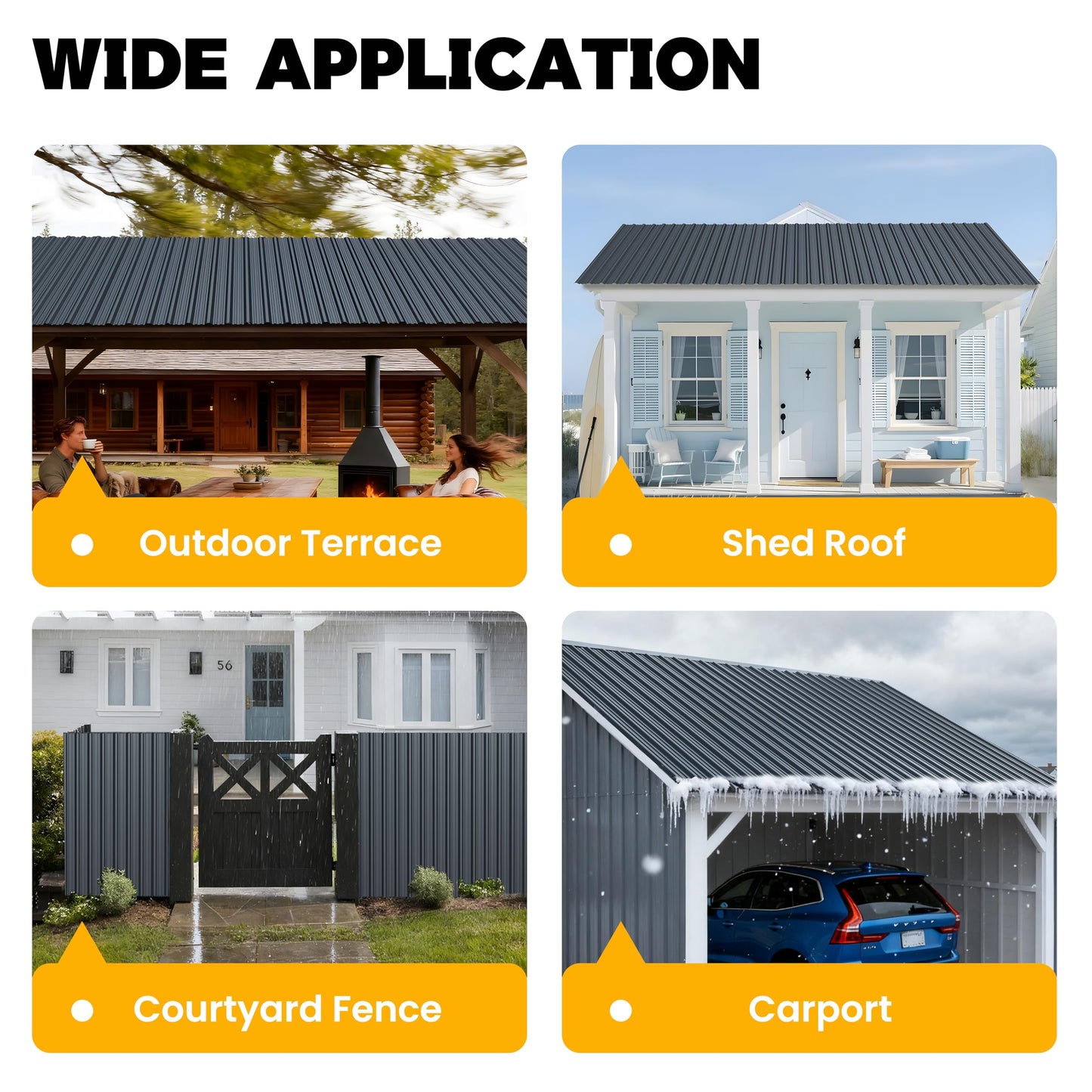 BOBIBAN 10 pcs Metal Roofing Panels - Corrugated Galvanized Roof Panels L45.28x W17.72 Inch, Waterproof Tin Roof Sheets for Garages,Sheds, Stables and Mobile Homes, Includes Screws(Grey,L45.28''-10)