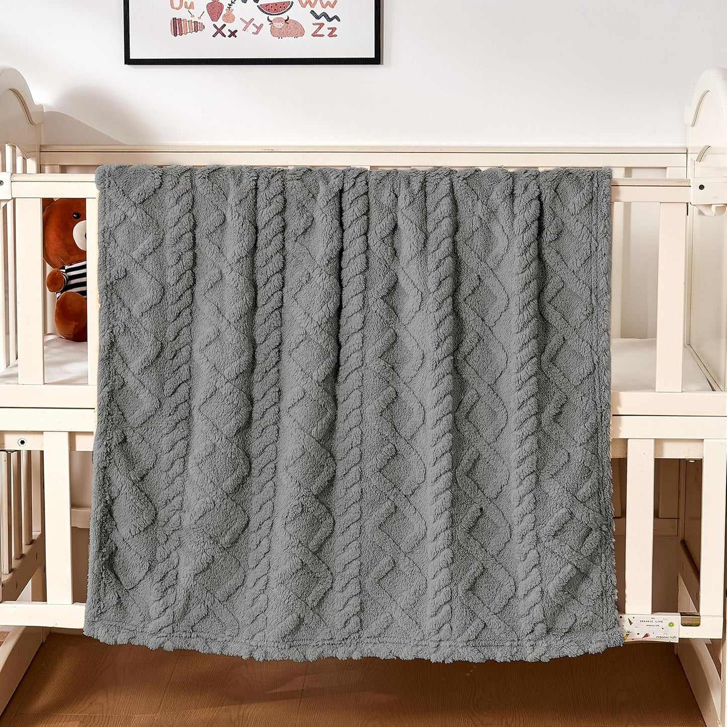 Sherpa Fleece Baby Blanket - Ultra Soft & Fluffy Premium Infant Receiving Blanket | 30”×40” in Grey