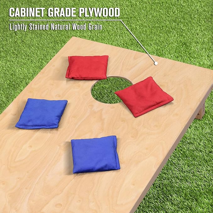 GoSports Regulation Size Wooden Cornhole Set with Natural Wood Finish - Includes Carrying Case