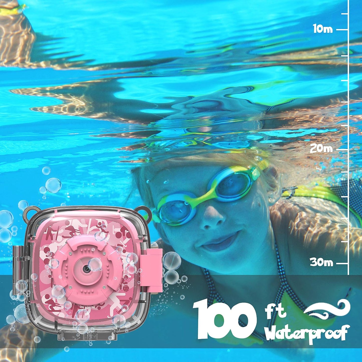 AKAMATE 1080P 4Games, 32GB Kids Action Camera Waterproof Video Digital Children Cam HD Sports Camera Camcorder for Boys