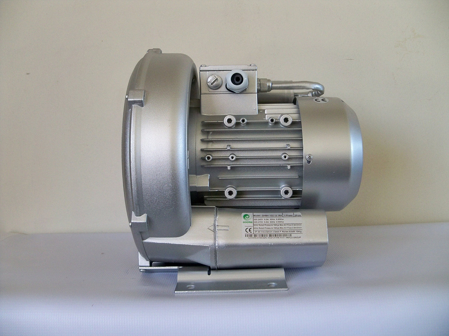 1.27 Hp Regenerative Blower, 220V/1Phase, 103 Cfm, 56"H2O Max Press, Goorui-USA GHBH 1D2 12 1R4