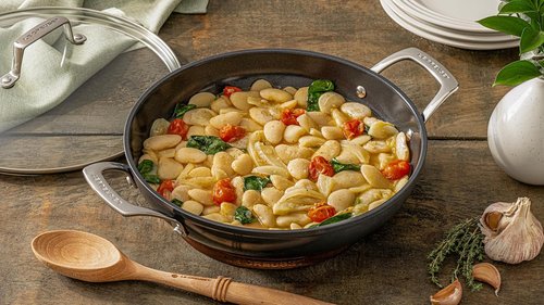 Le Creuset Non-Stick Ceramic Shallow Braiser - 3.5 Qt with Glass Lid for Easy Cooking