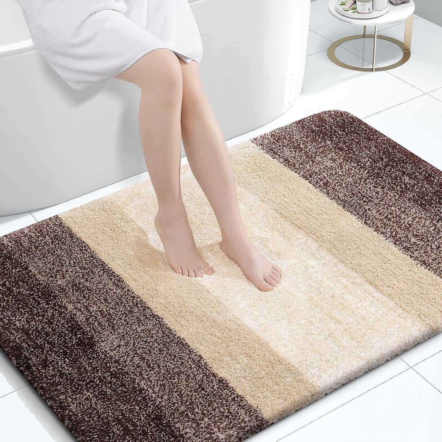 OLANLY Large Bathroom Rugs - Extra Soft Microfiber Mat 44x32 | Quick Dry & Machine Washable, Brown