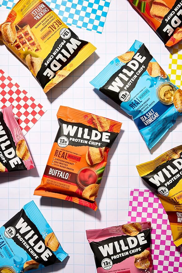 Sea Salt and Vinegar Protein Chips by Wilde Chips, Thin and Crispy, High Protein, Keto Friendly, Made with Real Ingredients, 2.25oz Bag (8 Pack)…