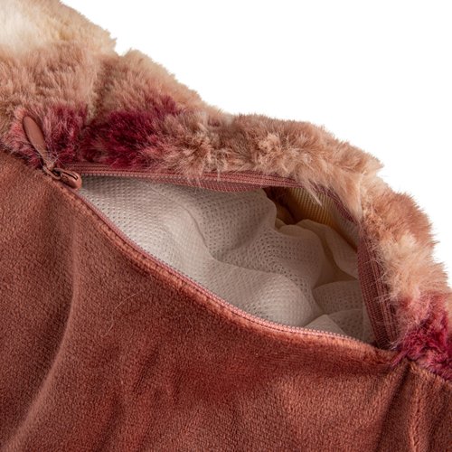 Bloomingville, Pink and Rose Faux Fur Pillow, Pattern and Velvet Back, Color