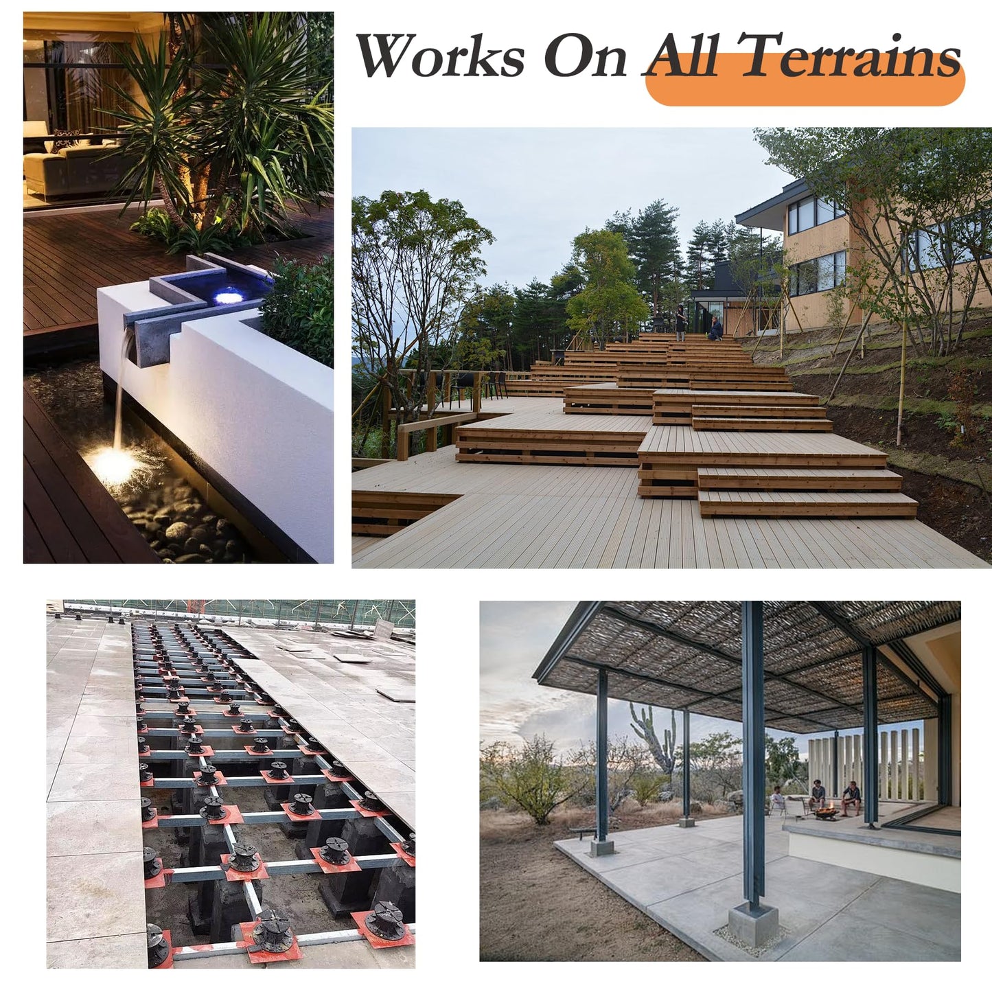 Adjustable Deck Support Plastic Pedestal Paver, 24 PCS, 1-3/16" to 2-3/8" Level Up Deck Support Pedestals, Shed Foundation Kit