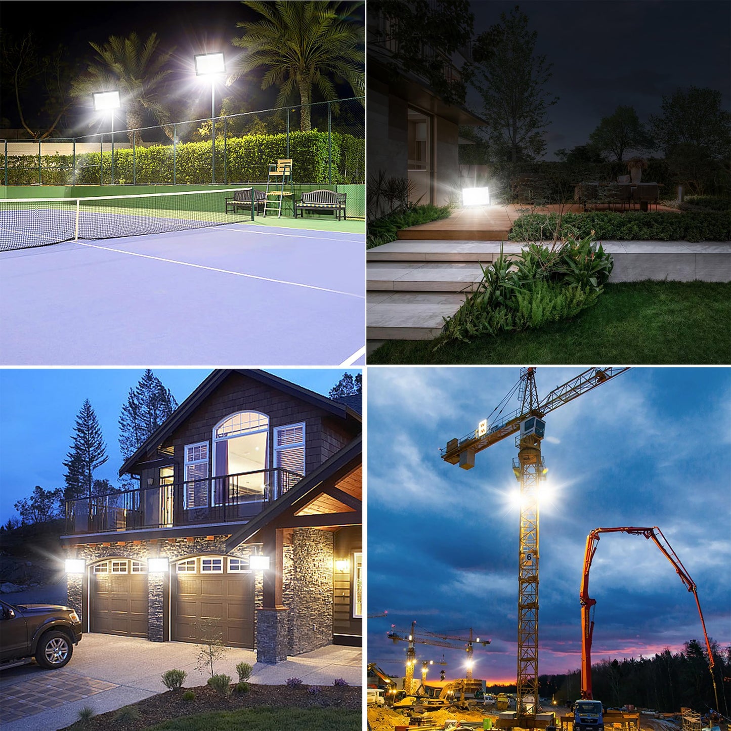 Sunkkes 450W Warm White LED Flood Lights,3000K Super Bright 54000LM Outdoor Security Lights with Plug, Exterior IP66 Waterproof Floodlight for Field,Playground,Garage, Garden, Arena(3 Pack)