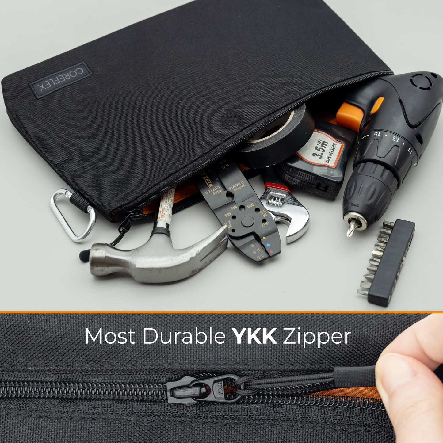 COREFLEX Premium Tool Pouch Zipper Bag, Small Tool Bag, Multipurpose Storage pouch, Heavy duty Flat Bottom Tool bag with YKK Zipper (6 pack Combo mixed size)
