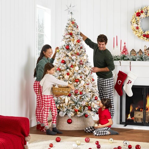 Best Choice Products 9ft Pre-Lit Snow Flocked Artificial Christmas Tree - Easy Assembly & Full Appearance