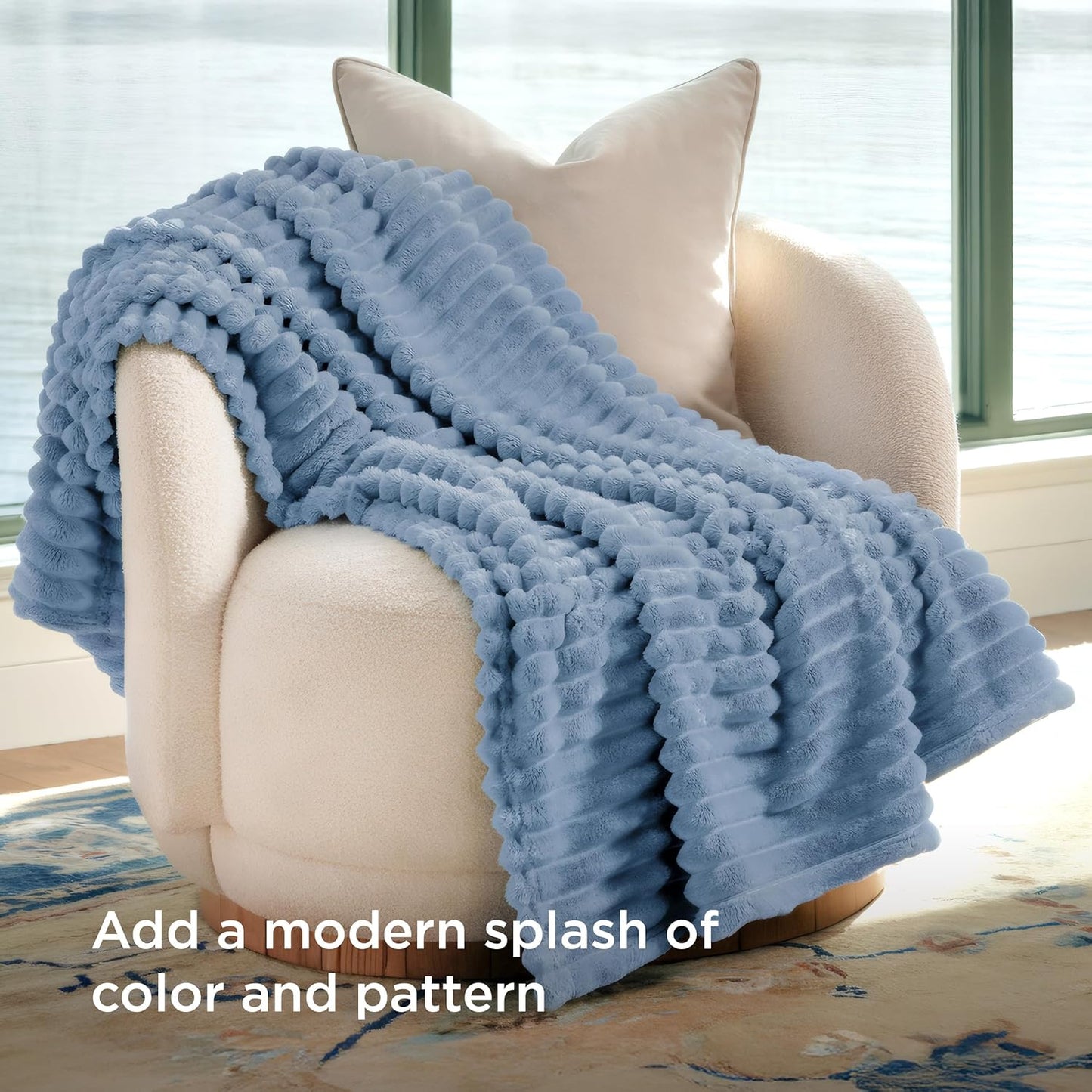 Bedsure GentleSoft Throw Blanket - Cozy Blue Couch Blanket, Perfect for Women & Girls, 50x70 Inches