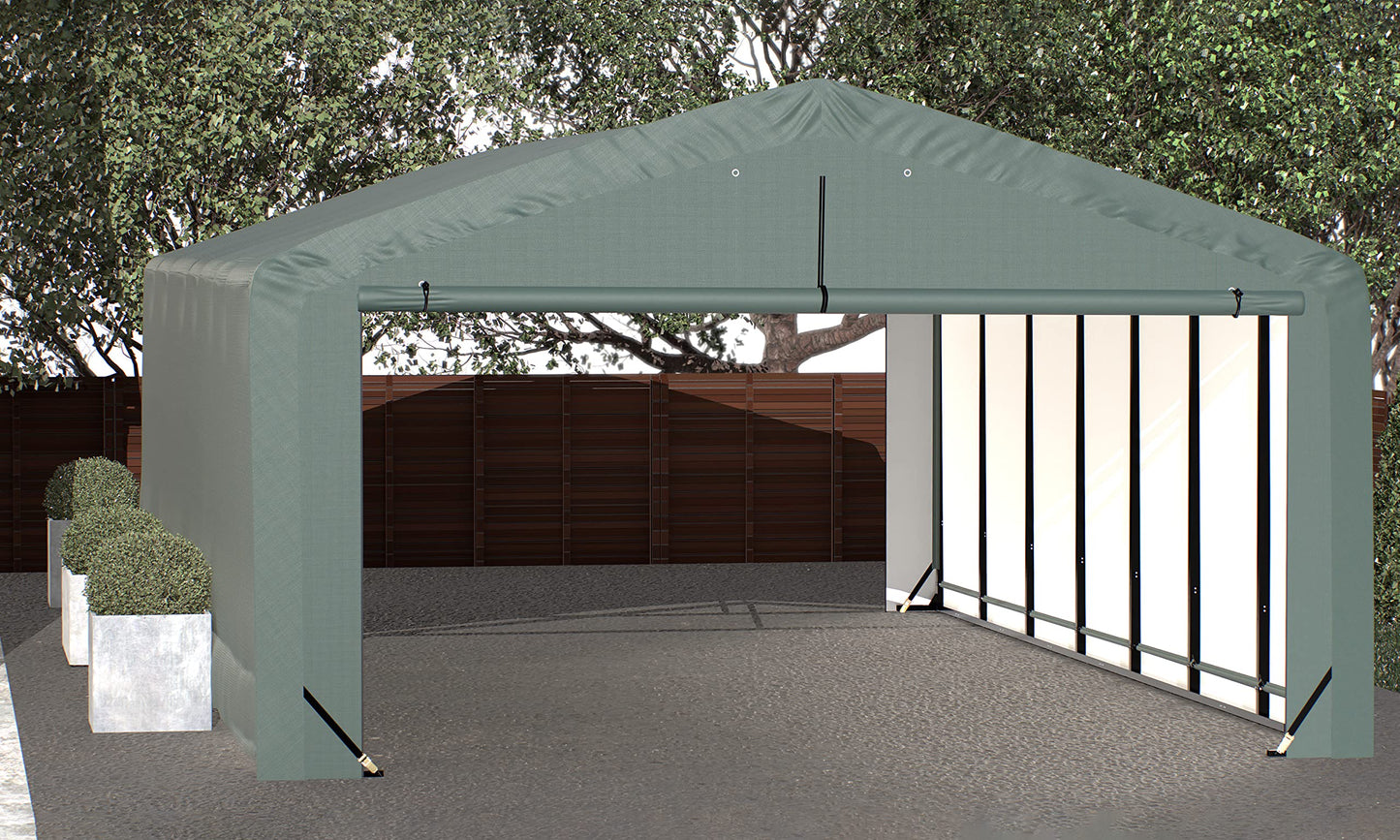 ShelterLogic ShelterTube Garage & Storage Shelter, 20' x 32' x 12' Heavy-Duty Steel Frame Wind and Snow-Load Rated Enclosure, Green
