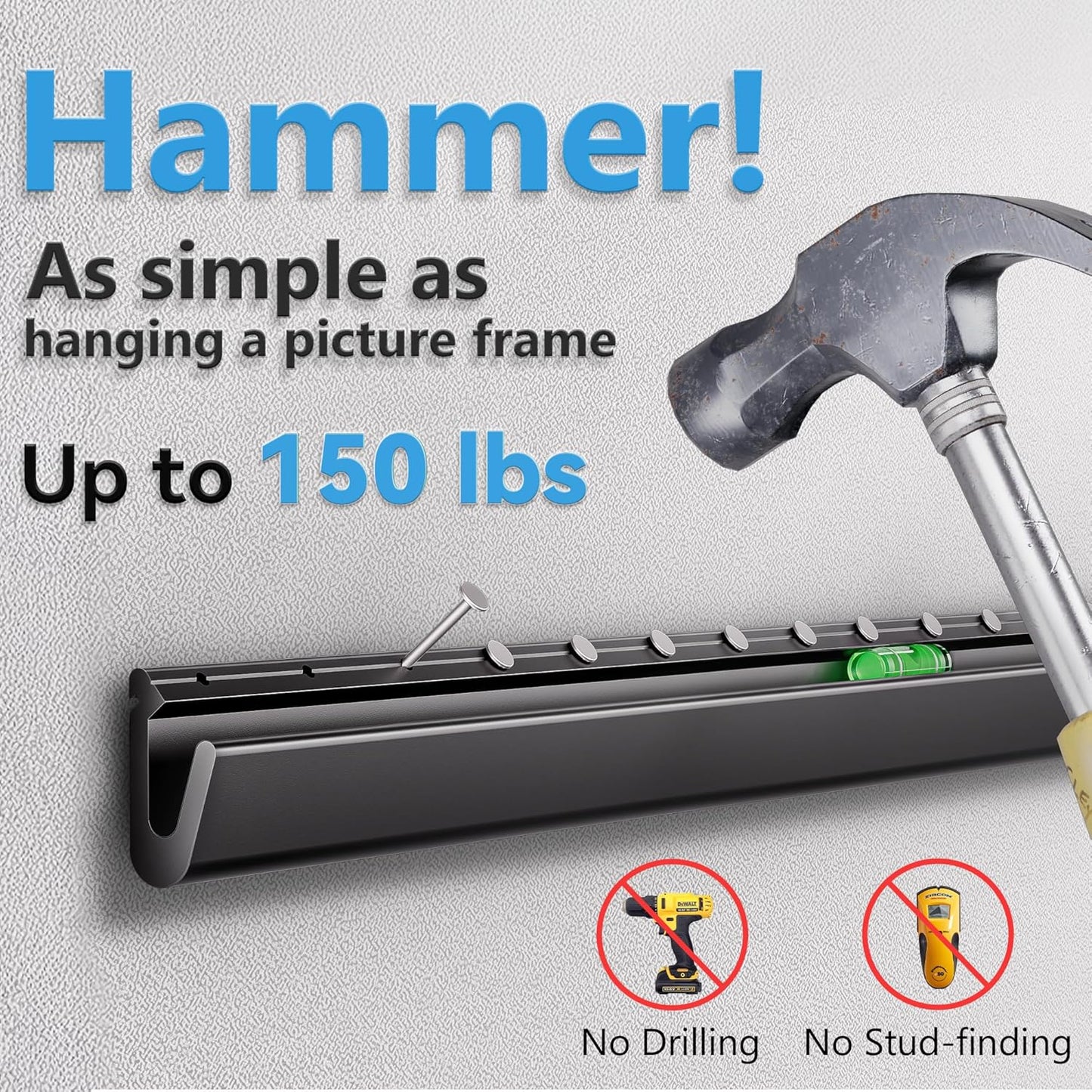 Auoace 32 75 inch 150 lbs, No Stud TV Wall Mount, to Drywall Studless TV Bracket, up to No Damage, No Drill, No Screws