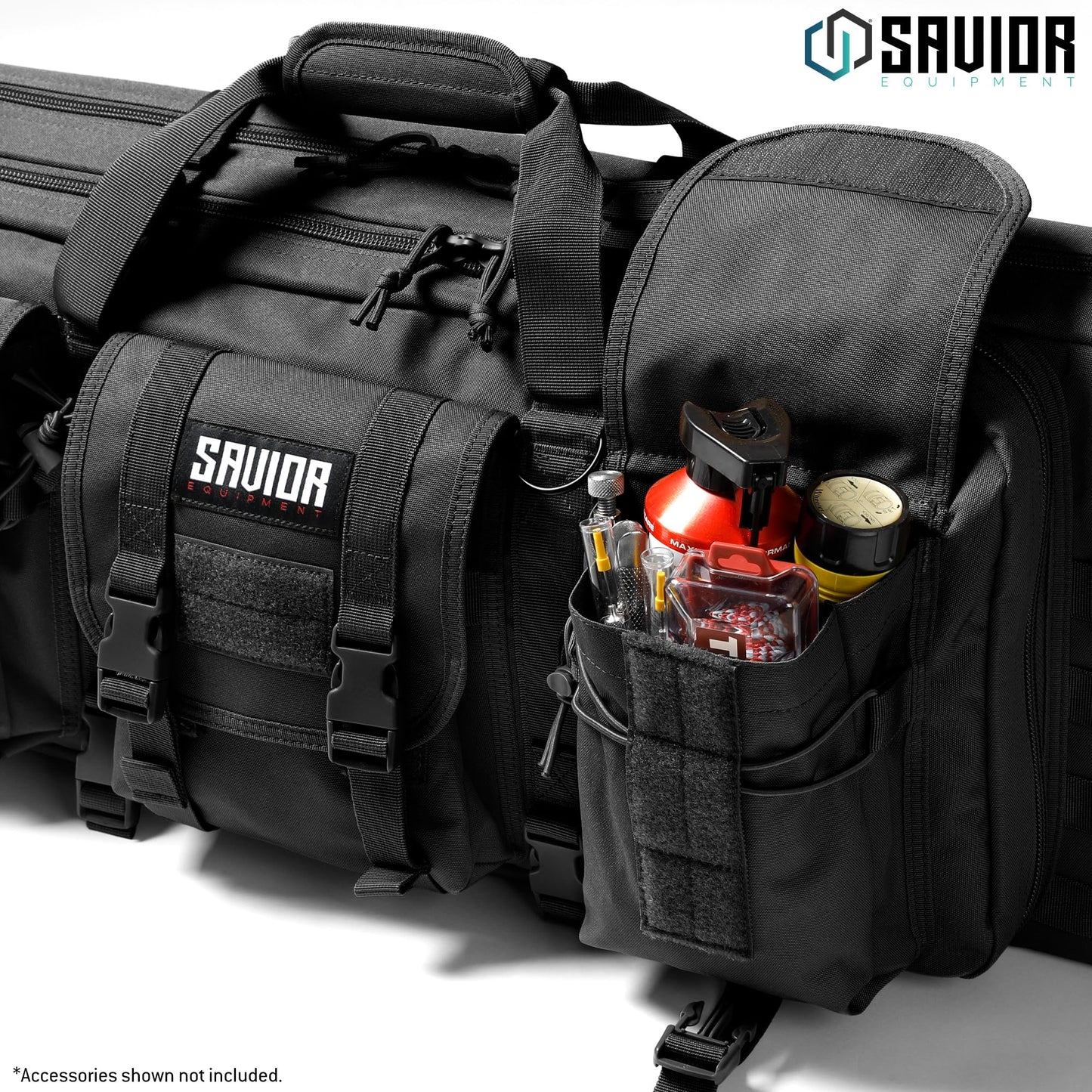 Savior Equipment American Classic Tactical Double Long Gun Bag Pistol Transportation Case w/Backpack Strap, 55 Inch Obsidian Black