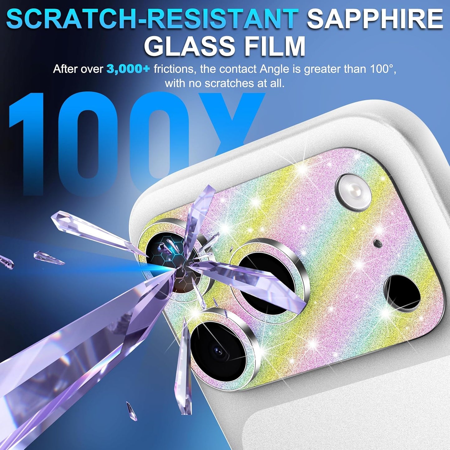 17 Suoman for iPhone Pro Max Camera Lens Protector, [All-in-one] [Strong-Adhesion] Bling Glitter Independent Metal